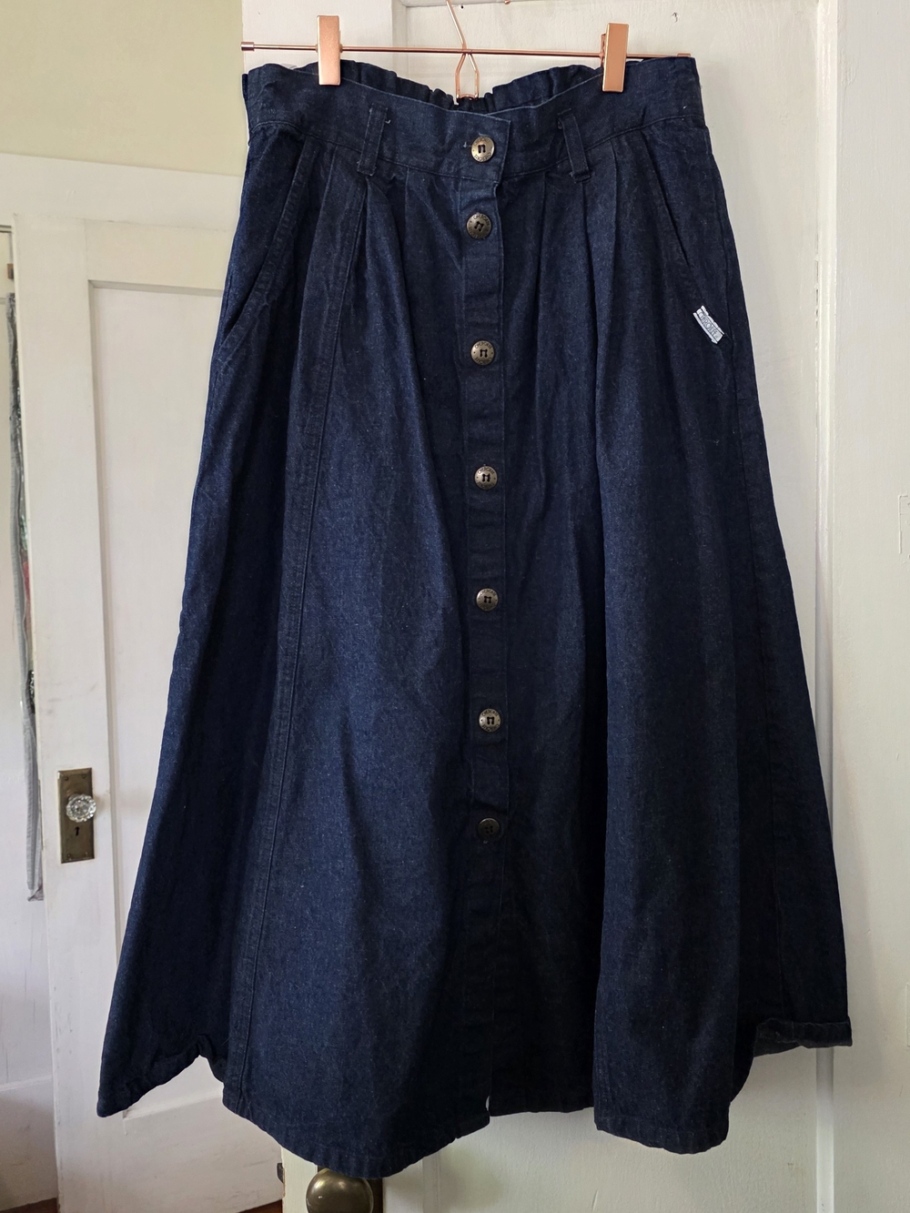 Cherokee Dark Navy Button-Front A-Line Skirt